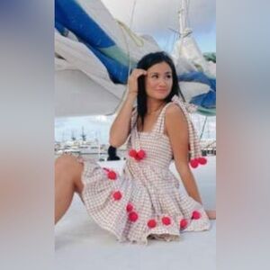 Sundress Beige Textured mini dress